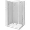 Mexen Lima skládací sprchový kout 110 x 80 cm, Průhledné, Chromovaná + sprchová vanička Flat - 856-110-080-01-00-4010