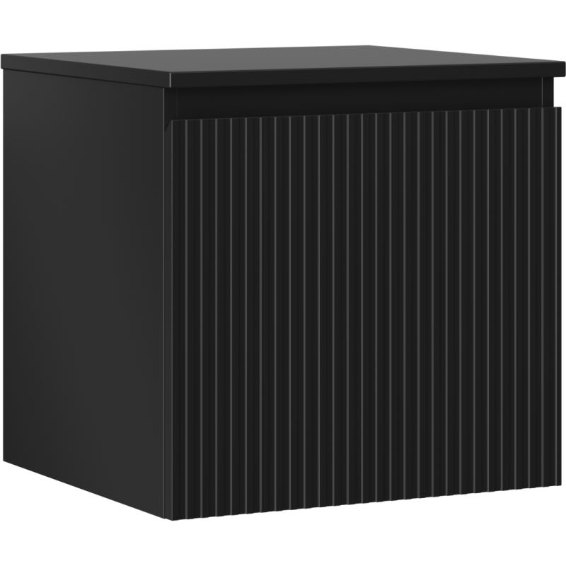 Mexen Rivel koupelnová skříňka pod umyvadlo 50 cm s deskou, 1 zásuvka, drážkovaná, černá mat - 91A20-05047-1-BFC71