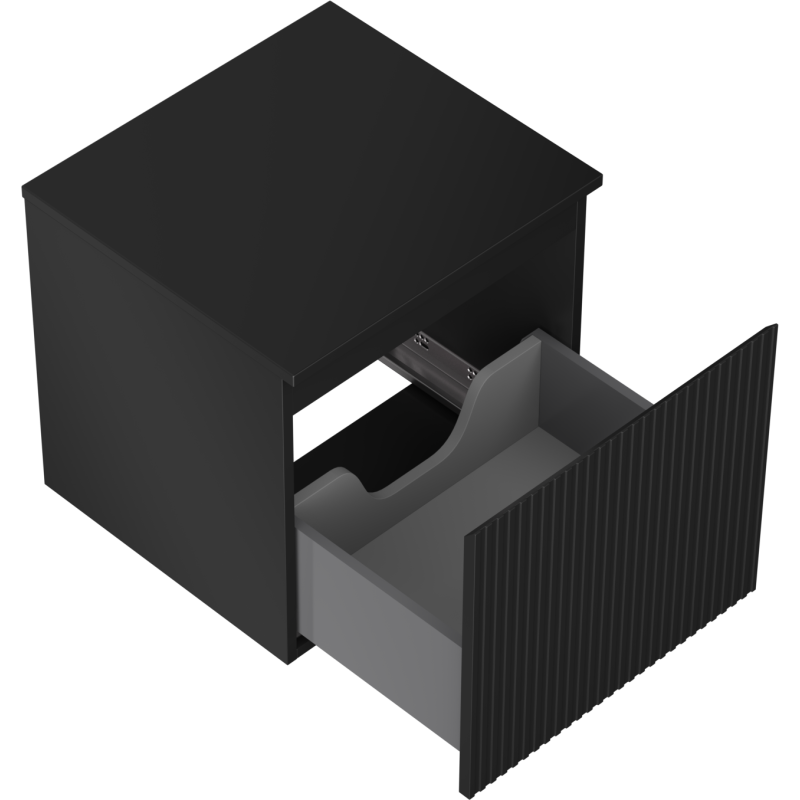 Mexen Rivel koupelnová skříňka pod umyvadlo 50 cm s deskou, 1 zásuvka, drážkovaná, černá mat - 91A20-05047-1-BFC71
