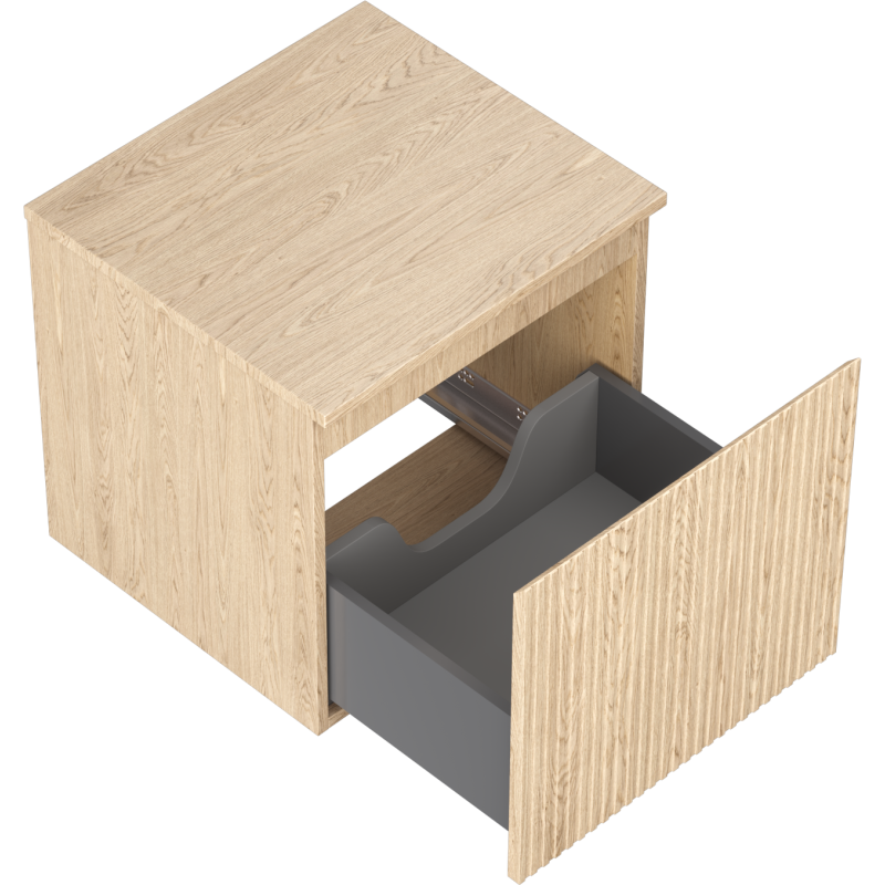 Mexen Rivel koupelnová skříňka pod umyvadlo 50 cm s deskou, 1 zásuvka, drážkovaná, dub - 91A20-05047-1-BFC81