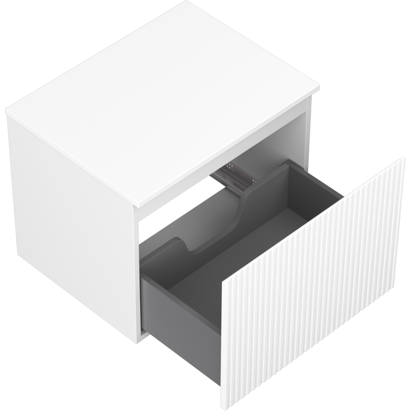 Mexen Rivel koupelnová skříňka pod umyvadlo 60 cm s deskou, 1 zásuvka, vroubkovaná, bílá mat - 91A20-06047-1-BFC01