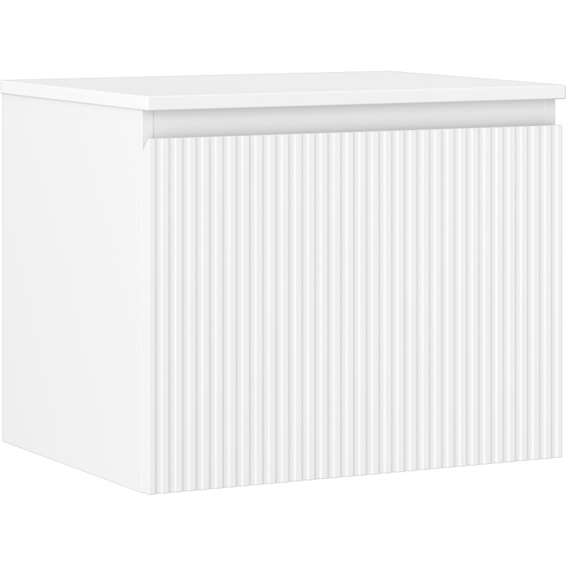 Mexen Rivel koupelnová skříňka pod umyvadlo 60 cm s deskou, 1 šuplík, drážkovaná, bílá matná - 91A20-06047-1-BFC01