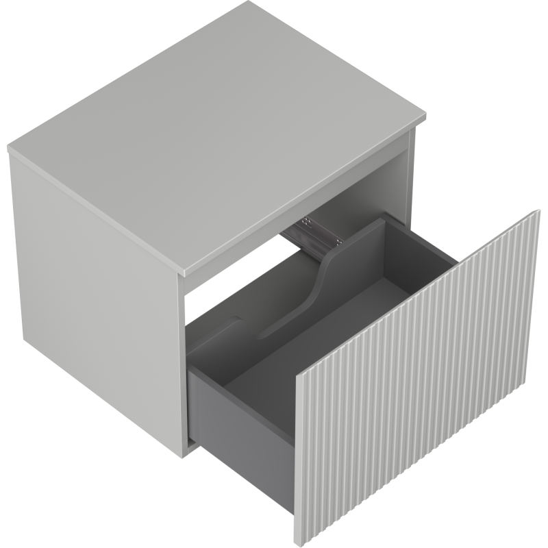Mexen Rivel koupelnová skříňka pod umyvadlo 60 cm s deskou, 1 zásuvka, rýhovaná, šedá mat - 91A20-06047-1-BFC62