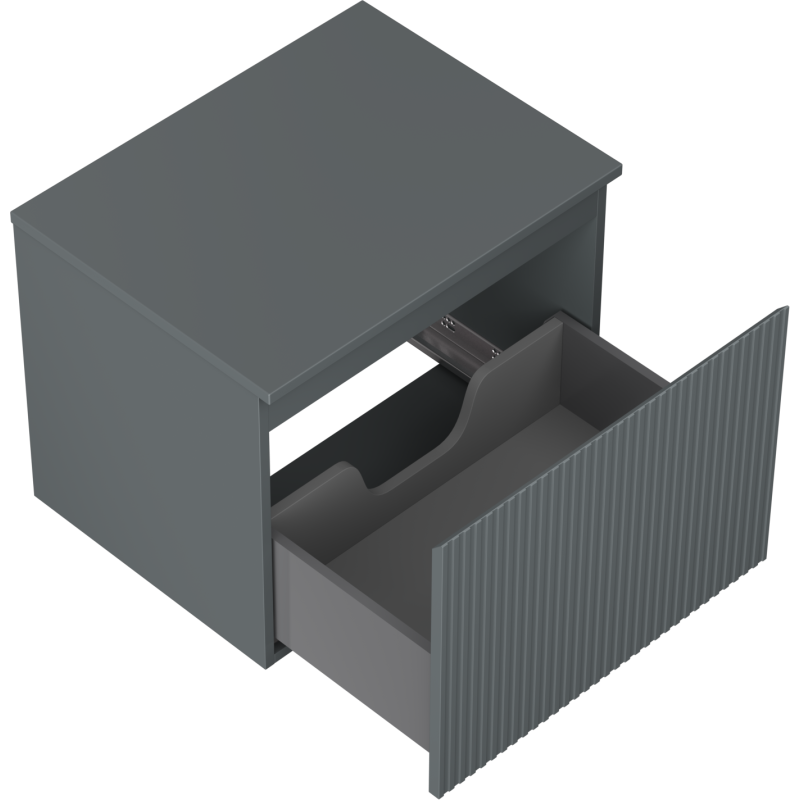 Mexen Rivel koupelnová skříňka pod umyvadlo 60 cm s deskou, 1 zásuvka, rýhovaná, grafit mat - 91A20-06047-1-BFC66