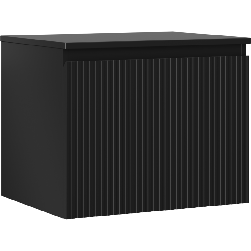 Mexen Rivel koupelnová skříňka pod umyvadlo 60 cm s deskou, 1 zásuvka, drážkovaná, černá matná - 91A20-06047-1-BFC71