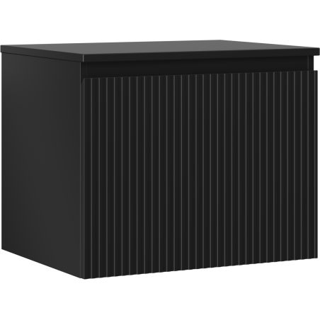 Mexen Rivel koupelnová skříňka pod umyvadlo 60 cm s deskou, 1 zásuvka, drážkovaná, černá matná - 91A20-06047-1-BFC71