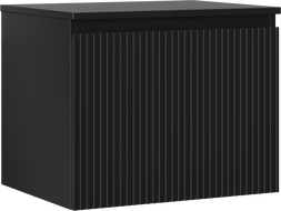 Mexen Rivel koupelnová skříňka pod umyvadlo 60 cm s deskou, 1 zásuvka, drážkovaná, černá matná - 91A20-06047-1-BFC71