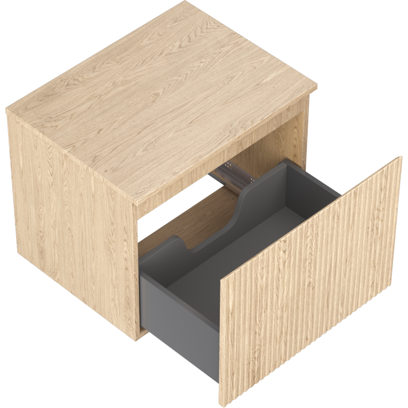 Mexen Rivel koupelnová skříňka pod umyvadlo 60 cm s deskou, 1 zásuvka, drážkovaná, dub - 91A20-06047-1-BFC81