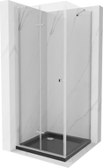 Mexen Lima skládací sprchový kout 90 x 90 cm, transparentní, chrom + vanička Flat, černá - 856-090-090-01-00-4070