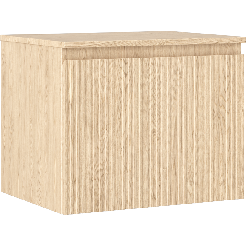 Mexen Rivel koupelnová skříňka pod umyvadlo 60 cm s deskou, 1 zásuvka, drážkovaná, dub - 91A20-06047-1-BFC81