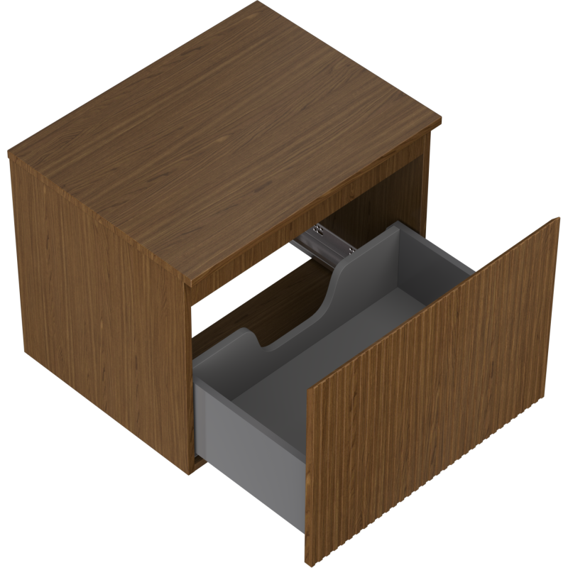 Mexen Rivel koupelnová skříňka pod umyvadlo 60 cm s deskou, 1 zásuvka, drážkovaná, ořech - 91A20-06047-1-BFC86