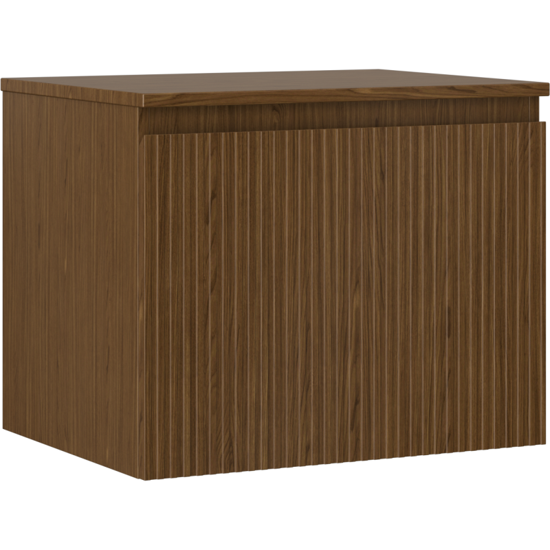 Mexen Rivel koupelnová skříňka pod umyvadlo 60 cm s deskou, 1 zásuvka, drážkovaná, ořech - 91A20-06047-1-BFC86