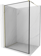 Mexen Kioto sprchová stěna Walk-in 90 x 200 cm, černý rámeček 8 mm, zlatá - 800-090-101-50-70
