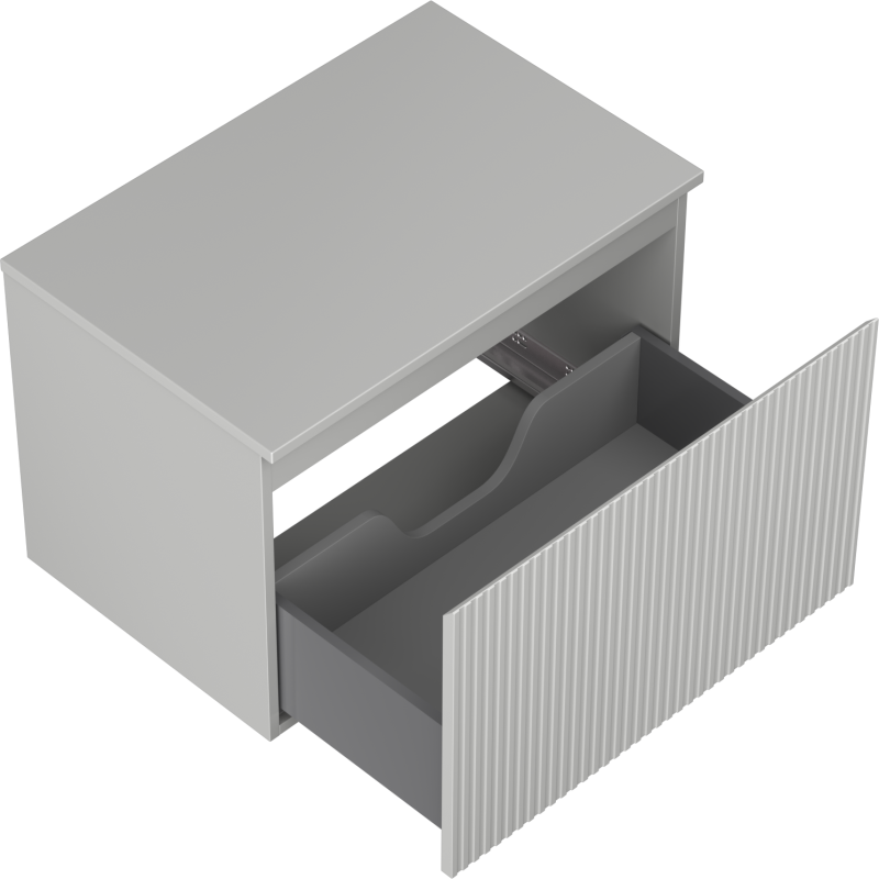 Mexen Rivel koupelnová skříňka pod umyvadlo 70 cm s deskou, 1 zásuvka, drážkovaná, šedá mat - 91A20-07047-1-BFC62