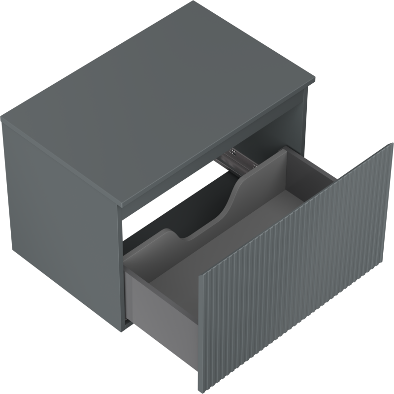 Mexen Rivel koupelnová skříňka pod umyvadlo 70 cm s deskou, 1 zásuvka, rýhovaná, grafit mat - 91A20-07047-1-BFC66
