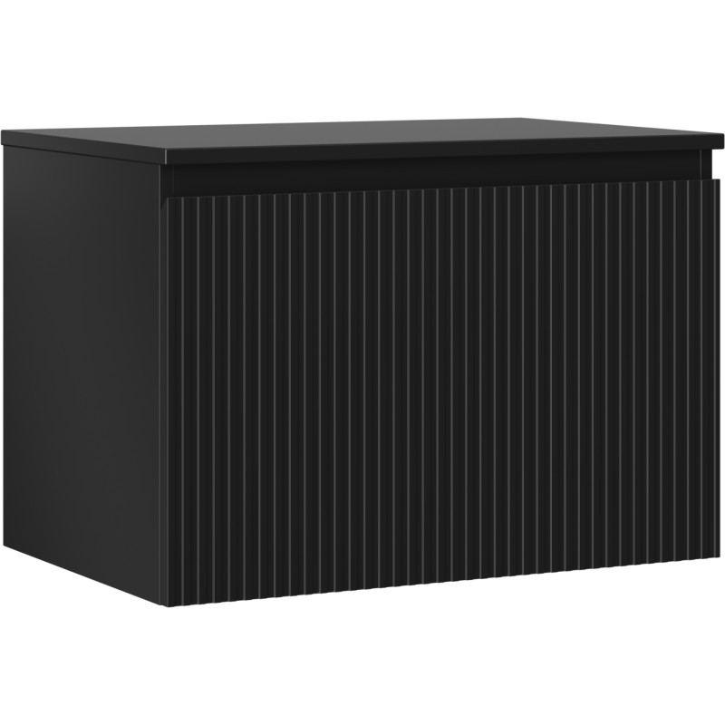 Mexen Rivel koupelnová skříňka pod umyvadlo 70 cm s deskou, 1 zásuvka, drážkovaná, černá matná - 91A20-07047-1-BFC71