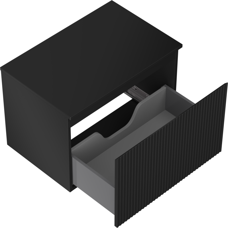 Mexen Rivel koupelnová skříňka pod umyvadlo 70 cm s deskou, 1 zásuvka, rýhovaná, černá mat - 91A20-07047-1-BFC71