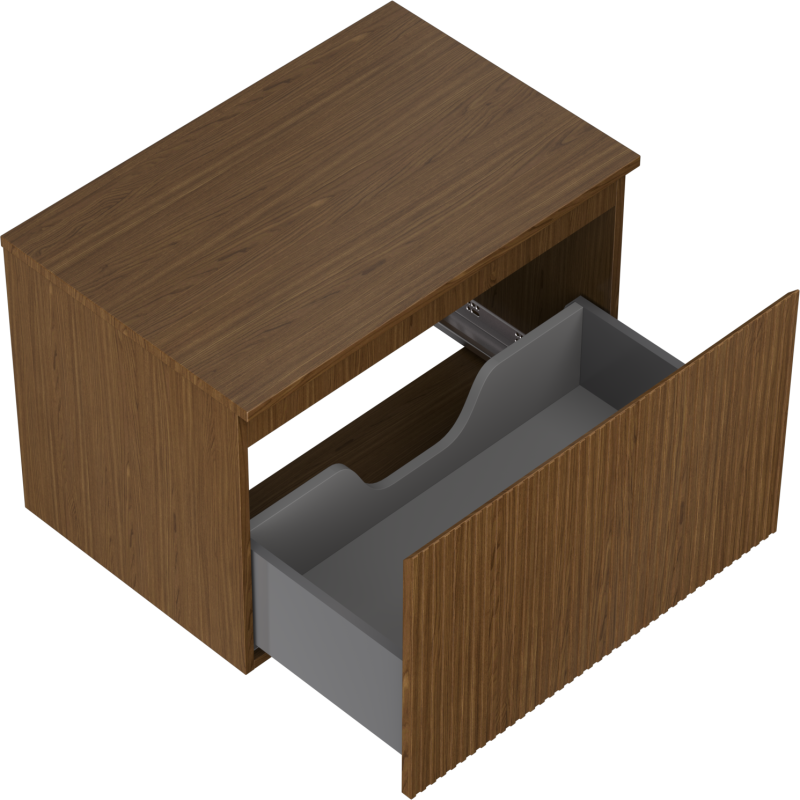 Mexen Rivel koupelnová skříňka pod umyvadlo 70 cm s deskou, 1 zásuvka, drážkovaná, ořech - 91A20-07047-1-BFC86