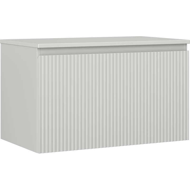 Mexen Rivel koupelnová skříňka pod umyvadlo 80 cm s deskou, 1 zásuvka, drážkovaná, šedá mat - 91A20-08047-1-BFC62