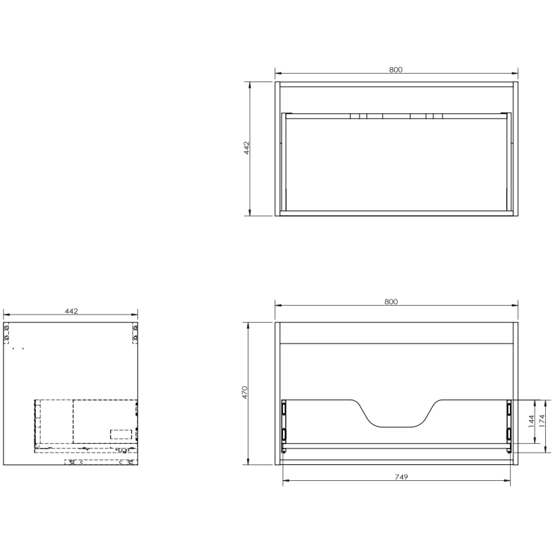 Mexen Rivel koupelnová skříňka pod umyvadlo 80 cm s deskou, 1 zásuvka, vroubkovaná, grafitová mat - 91A20-08047-1-BFC66