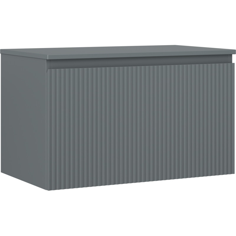 Mexen Rivel koupelnová skříňka pod umyvadlo 80 cm s deskou, 1 zásuvka, drážkovaná, grafit mat - 91A20-08047-1-BFC66