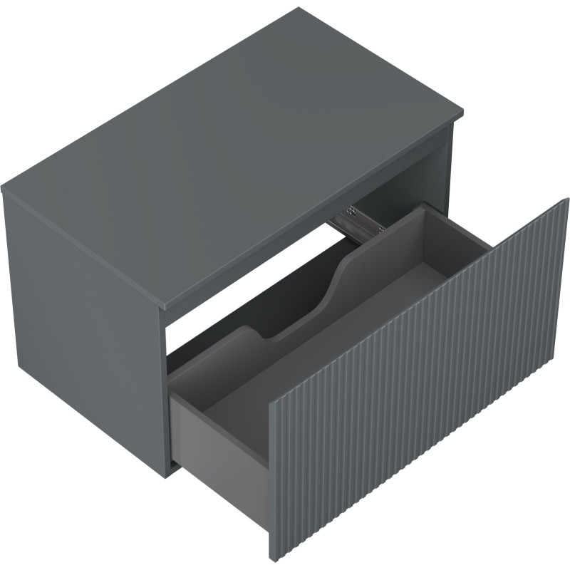 Mexen Rivel koupelnová skříňka pod umyvadlo 80 cm s deskou, 1 zásuvka, drážkovaná, grafit mat - 91A20-08047-1-BFC66