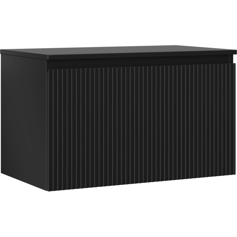 Mexen Rivel koupelnová skříňka pod umyvadlo 80 cm s deskou, 1 zásuvka, rýhovaná, černá mat - 91A20-08047-1-BFC71