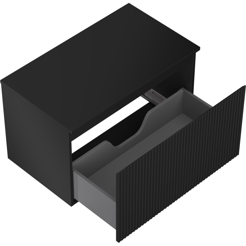 Mexen Rivel koupelnová skříňka pod umyvadlo 80 cm s deskou, 1 zásuvka, rýhovaná, černá mat - 91A20-08047-1-BFC71