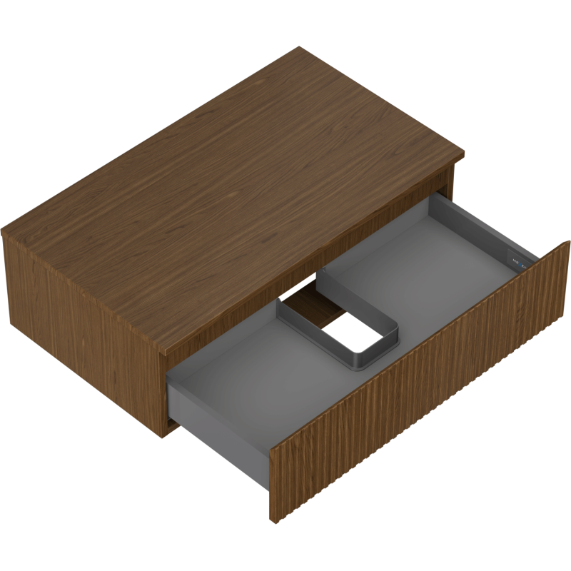 Mexen Rivel koupelnová skříňka pod umyvadlo 80 cm s deskou, 1 zásuvka, drážkovaná, ořech - 91A20-08047-1-BFC86