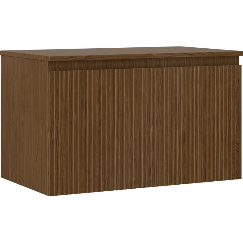 Mexen Rivel koupelnová skříňka pod umyvadlo 80 cm s deskou, 1 zásuvka, rýhovaná, ořech - 91A20-08047-1-BFC86