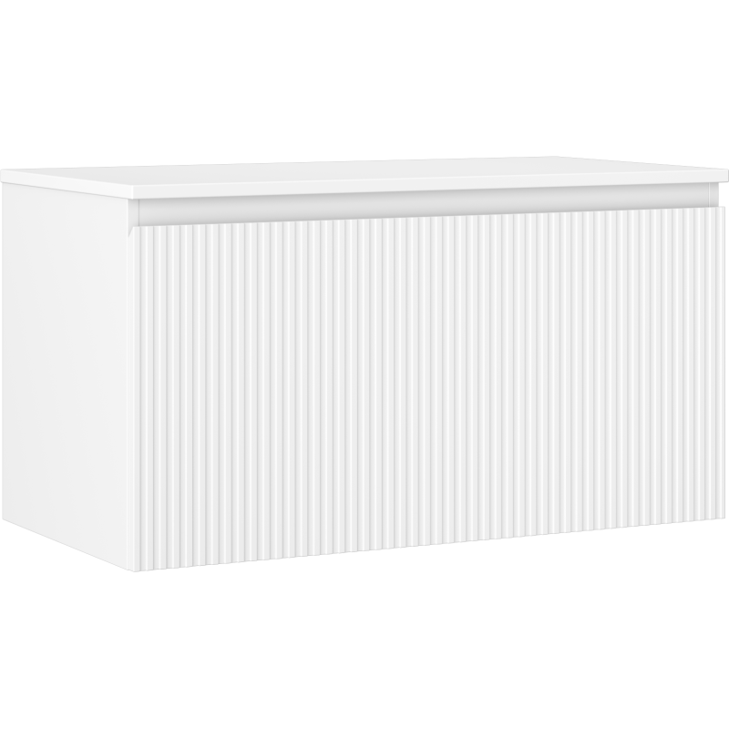 Mexen Rivel koupelnová skříňka pod umyvadlo 90 cm s deskou, 1 zásuvka, drážkovaná, bílá mat - 91A20-09047-1-BFC01