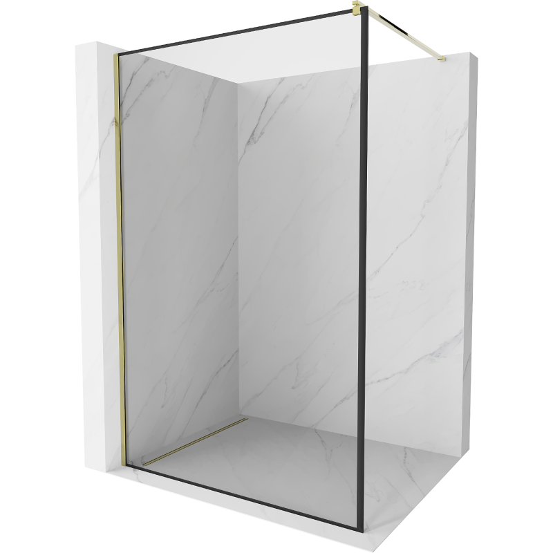 Mexen Kioto sprchová stěna Walk-in 60 x 200 cm, černý rám 8 mm, zlatá - 800-060-101-50-70