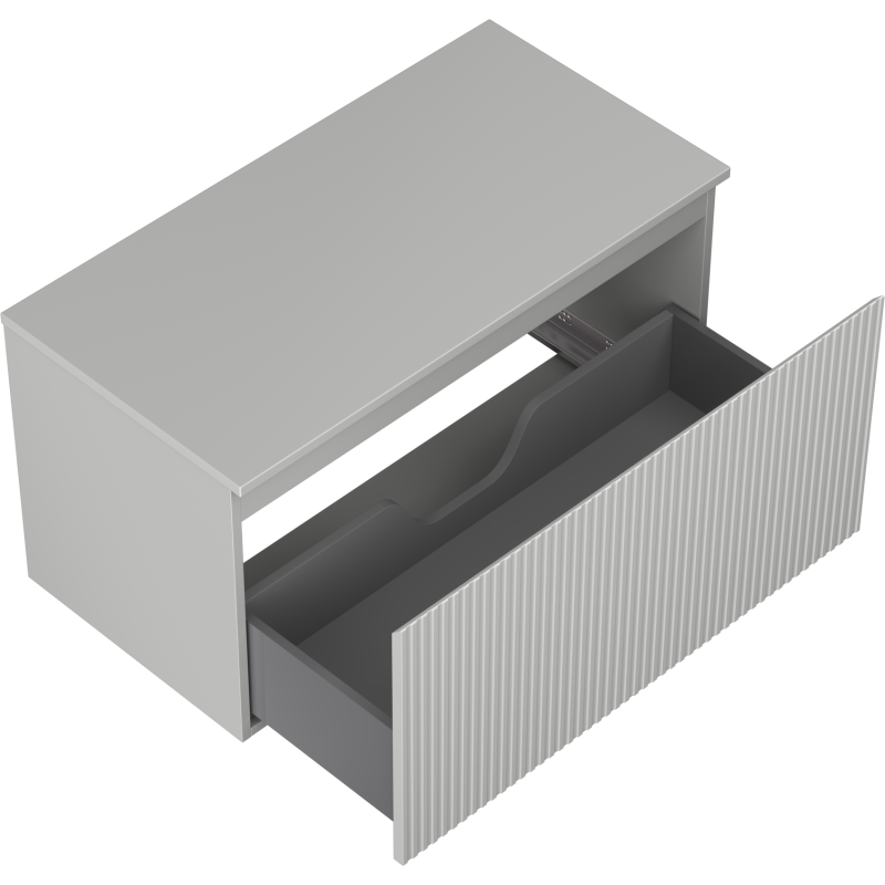 Mexen Rivel koupelnová skříňka pod umyvadlo 90 cm s deskou, 1 zásuvka, drážkovaná, šedá mat - 91A20-09047-1-BFC62