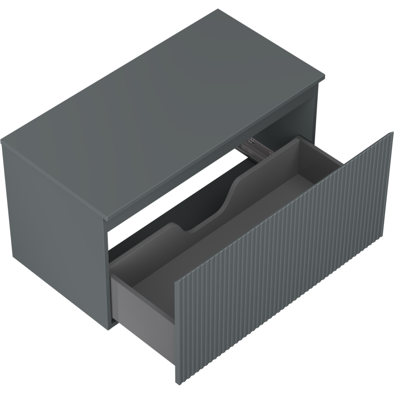 Mexen Rivel koupelnová skříňka pod umyvadlo 90 cm s deskou, 1 zásuvka, rýhovaná, grafit mat - 91A20-09047-1-BFC66