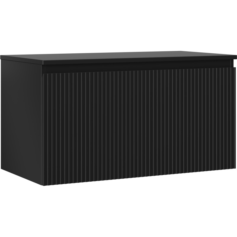 Mexen Rivel koupelnová skříňka pod umyvadlo 90 cm s deskou, 1 zásuvka, vroubkovaná, černá mat - 91A20-09047-1-BFC71