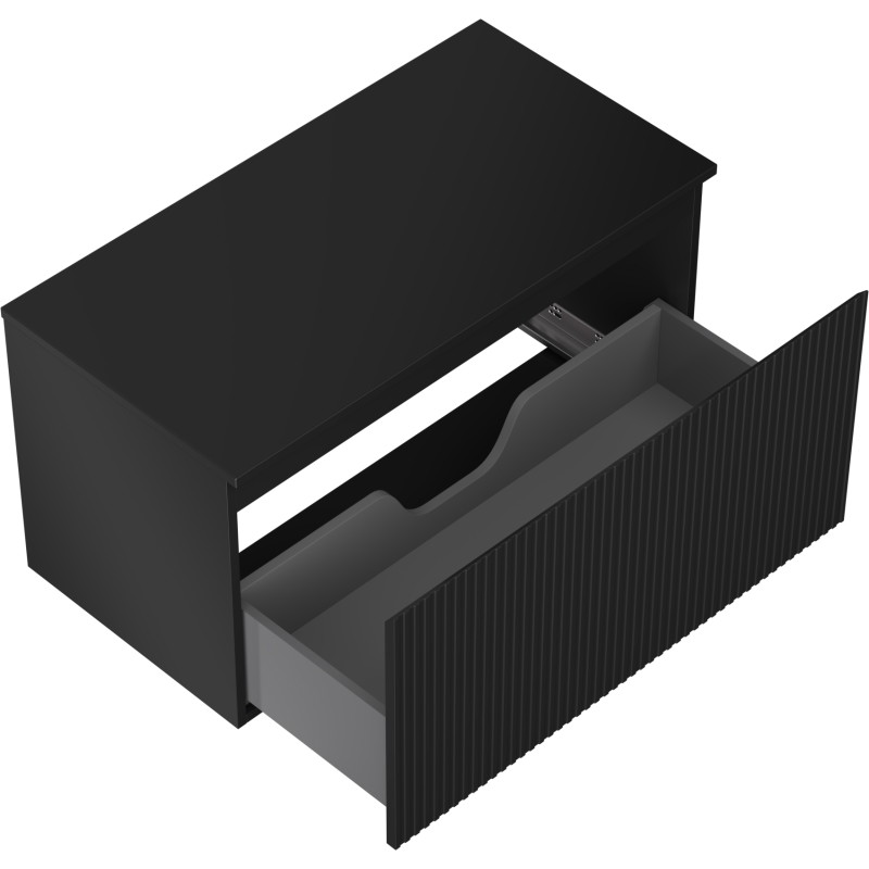 Mexen Rivel koupelnová skříňka pod umyvadlo 90 cm s deskou, 1 zásuvka, vroubkovaná, černá mat - 91A20-09047-1-BFC71