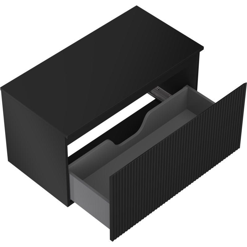 Mexen Rivel koupelnová skříňka pod umyvadlo 90 cm s pracovní deskou, 1 zásuvka, drážkovaná, černá mat - 91A20-09047-1-BFC71