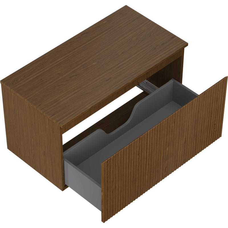 Mexen Rivel koupelnová skříňka pod umyvadlo 90 cm s deskou, 1 zásuvka, drážkovaná, ořech - 91A20-09047-1-BFC86