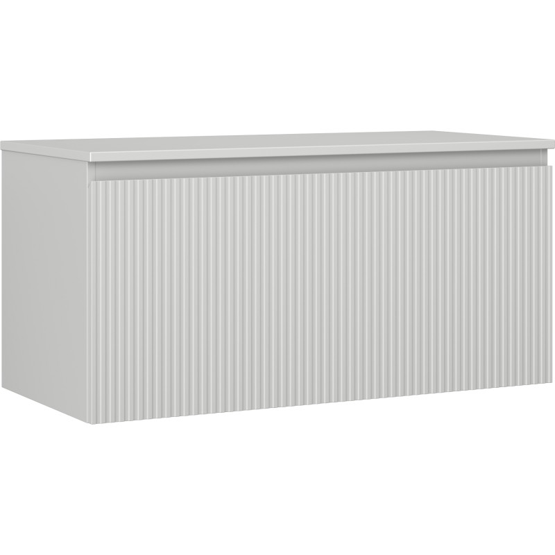 Mexen Rivel koupelnová skříňka pod umyvadlo 100 cm s deskou, 1 zásuvka, drážkovaná, šedá mat - 91A20-10047-1-BFC62