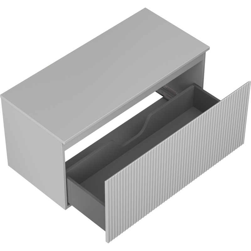 Mexen Rivel koupelnová skříňka pod umyvadlo 100 cm s deskou, 1 zásuvka, drážkovaná, šedá mat - 91A20-10047-1-BFC62
