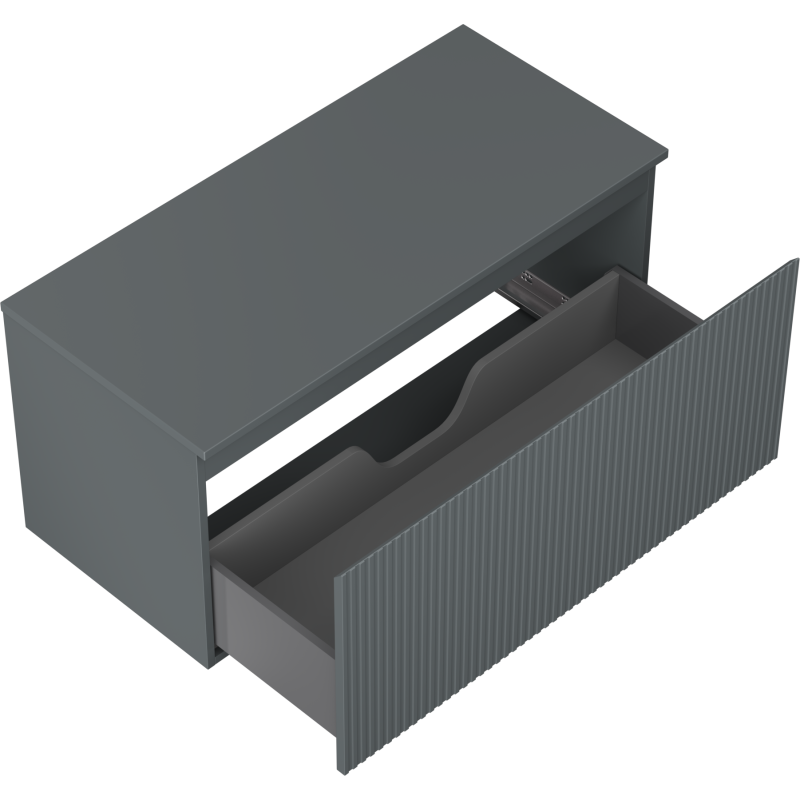 Mexen Rivel koupelnová skříňka pod umyvadlo 100 cm s deskou, 1 zásuvka, drážkovaná, matná grafit - 91A20-10047-1-BFC66