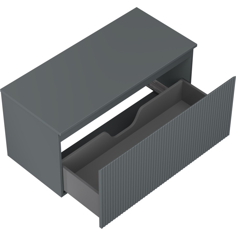 Mexen Rivel koupelnová skříňka pod umyvadlo 100 cm s pracovní deskou, 1 zásuvka, drážkovaná, grafit mat