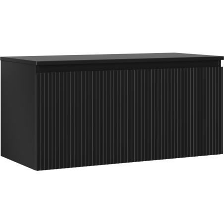 Mexen Rivel koupelnová skříňka pod umyvadlo 100 cm s deskou, 1 zásuvka, rýhovaná, černá mat - 91A20-10047-1-BFC71