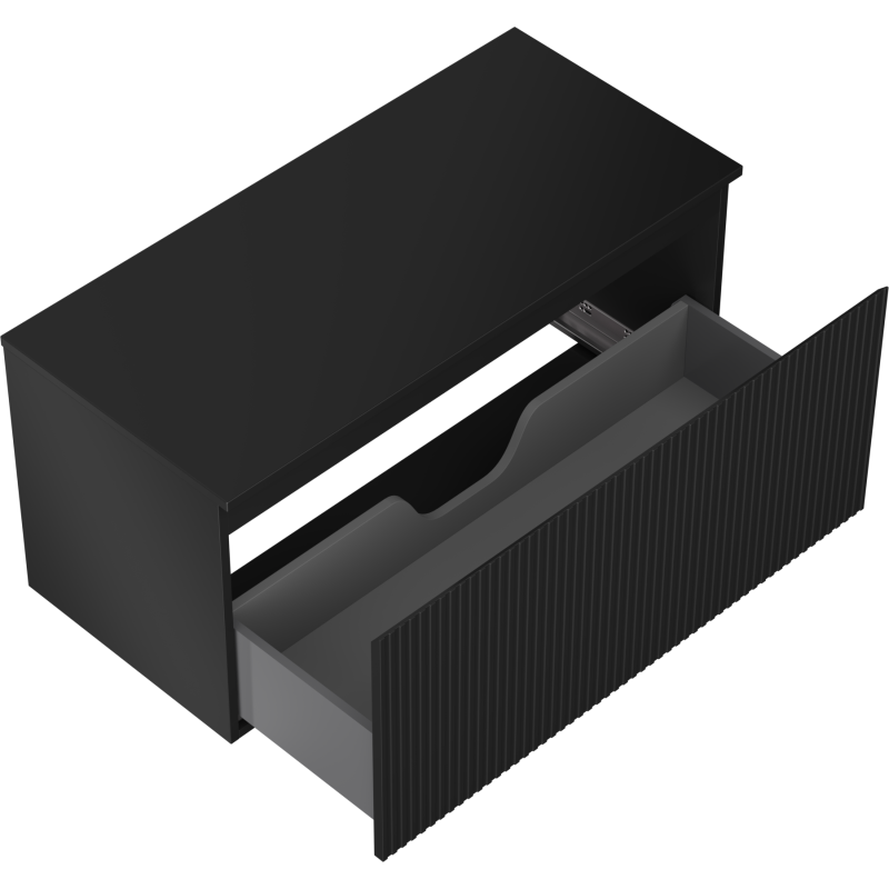 Mexen Rivel koupelnová skříňka pod umyvadlo 100 cm s deskou, 1 zásuvka, rýhovaná, černá mat - 91A20-10047-1-BFC71