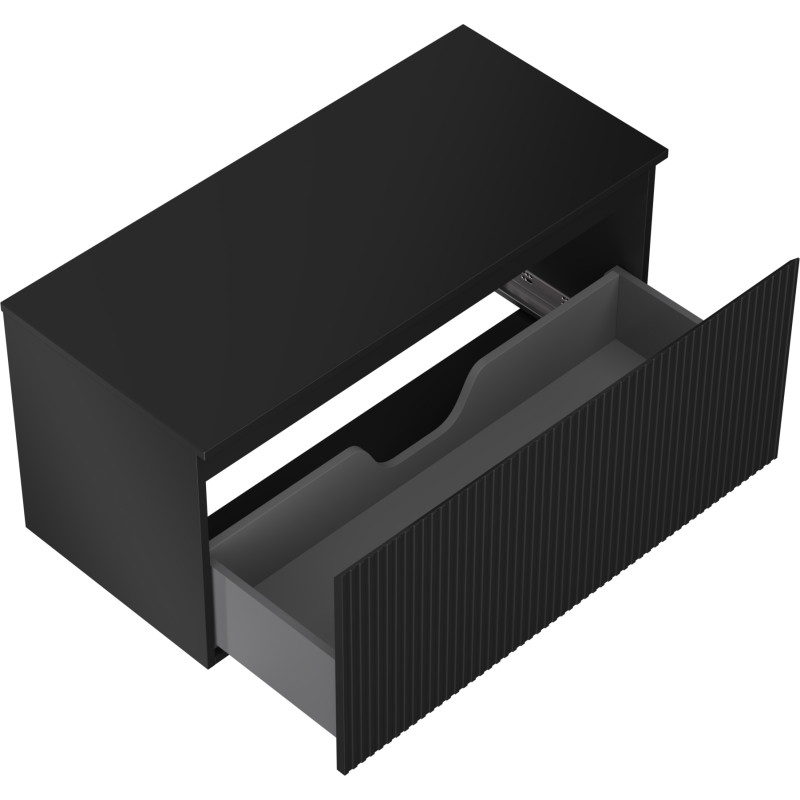 Mexen Rivel koupelnová skříňka pod umyvadlo 100 cm s deskou, 1 zásuvka, rýhovaná, černá matná - 91A20-10047-1-BFC71
