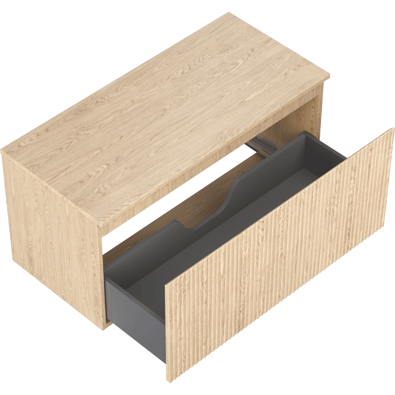 Mexen Rivel koupelnová skříňka pod umyvadlo 100 cm s deskou, 1 zásuvka, drážkovaná, dub - 91A20-10047-1-BFC81