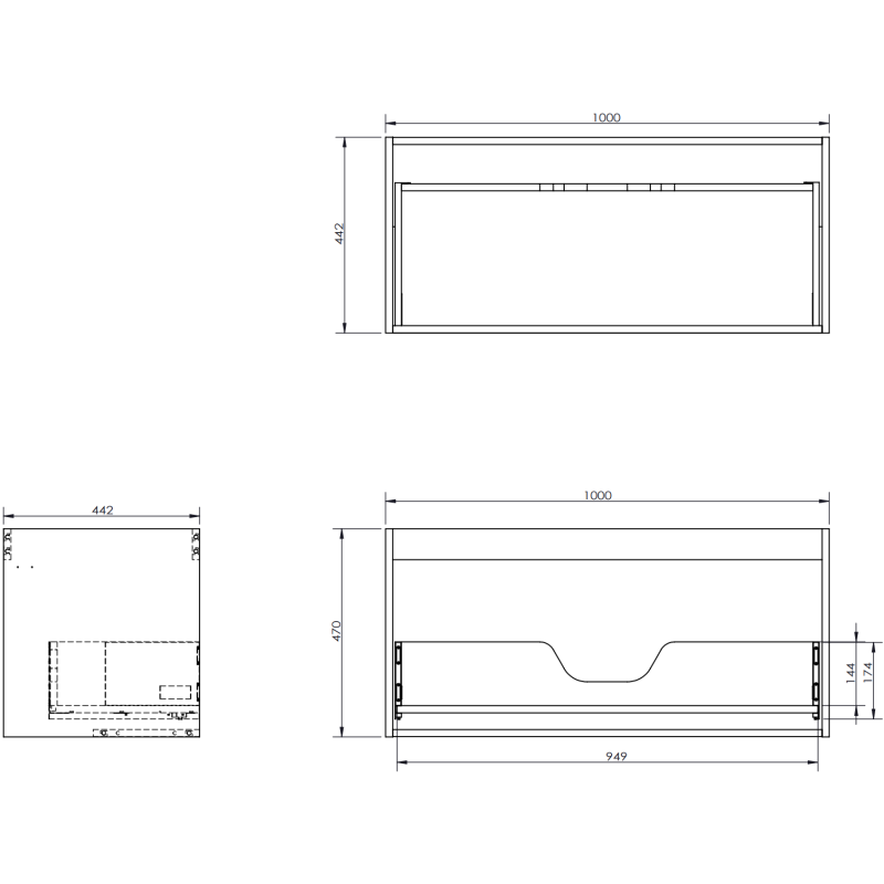 Mexen Rivel koupelnová skříňka pod umyvadlo 100 cm s deskou, 1 zásuvka, drážkovaná, dub - 91A20-10047-1-BFC81