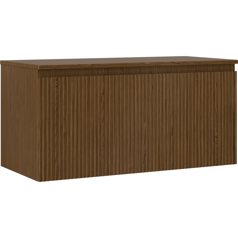 Mexen Rivel koupelnová skříňka pod umyvadlo 100 cm s deskou, 1 zásuvka, drážkovaná, ořech - 91A20-10047-1-BFC86