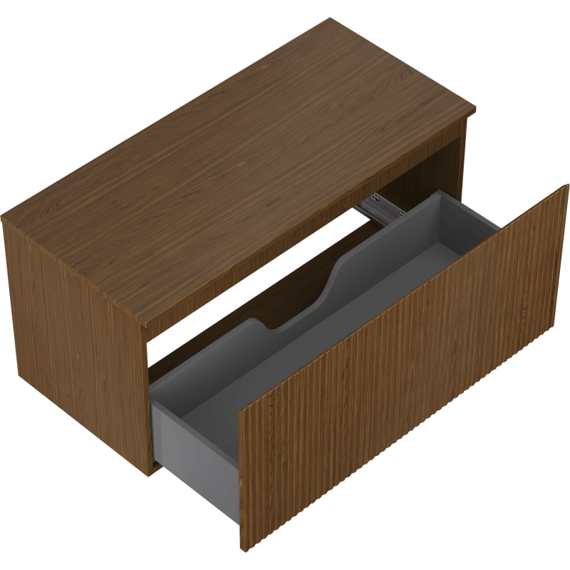 Mexen Rivel koupelnová skříňka pod umyvadlo 100 cm s deskou, 1 zásuvka, drážkovaná, ořech - 91A20-10047-1-BFC86