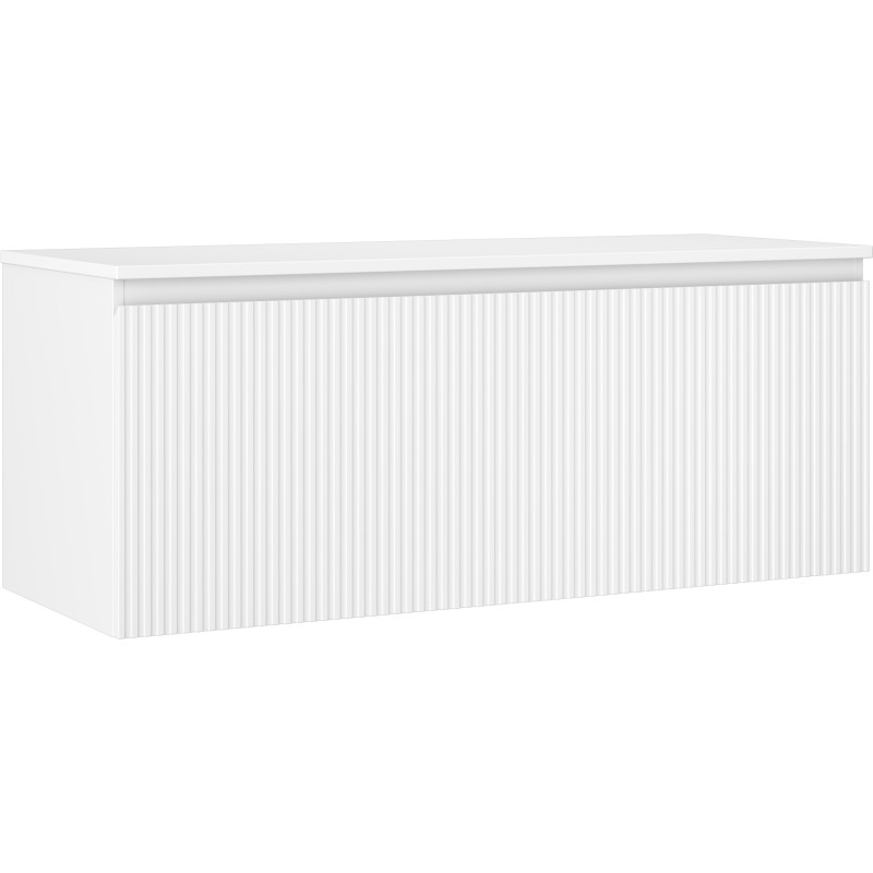 Mexen Rivel koupelnová skříňka pod umyvadlo 120 cm s deskou, 1 zásuvka, rýhovaná, bílá matná - 91A20-12047-1-BFC01